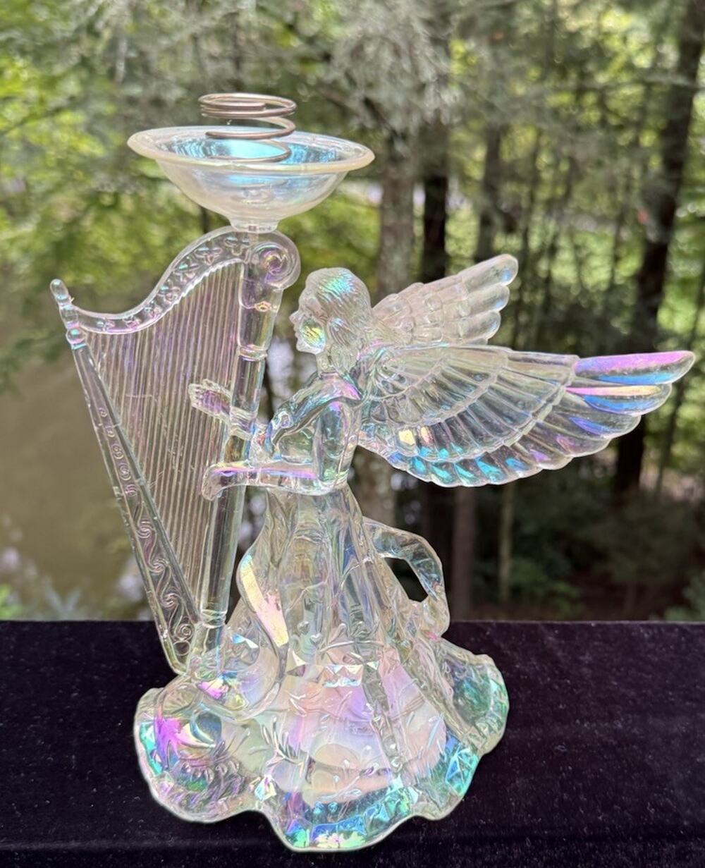 Vtg Cracker Barrel 10in ANGEL Acrylic Candle Holder Iridescent GORGEOUS Works!